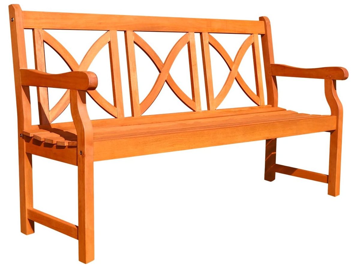 vifah eucalyptus wood x-back design 61 x 23.5 garden bench