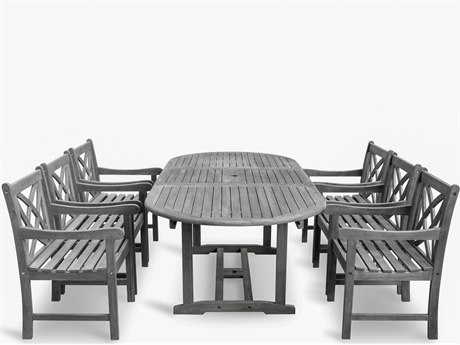 Vifah Renaissance Eco-friendly 7-piece Hand-scraped Hardwood Dining Set with Oval Extention Table and Arm Chairs