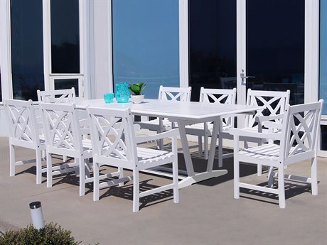 Vifah Bradley Eco-friendly 9-piece White Hardwood Dining Set with Rectangle Extention Table and Arm Chairs