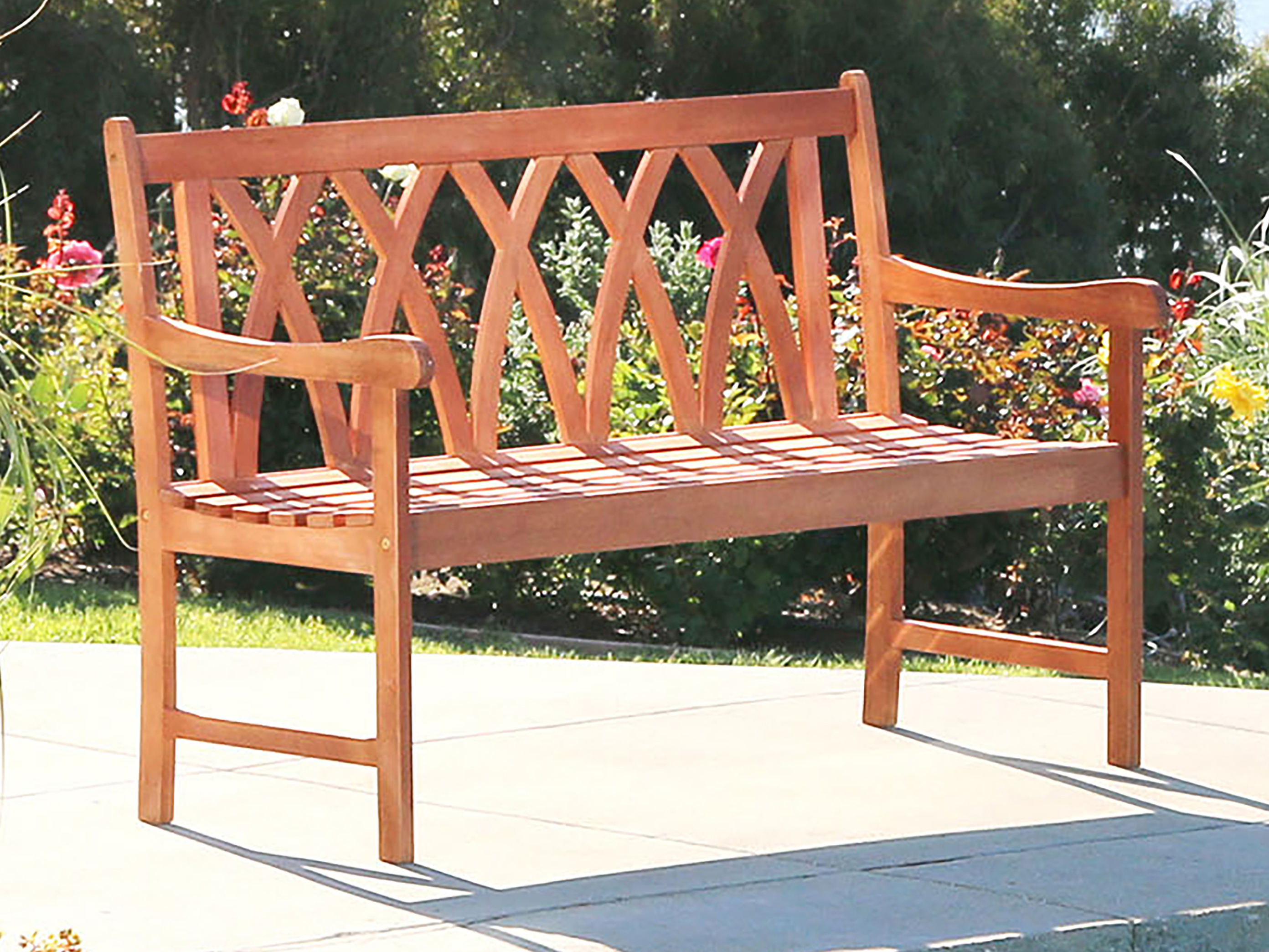 Vifah Malibu Eco Friendly 4 Foot Hardwood Garden Bench Vfv1634 Vifah Malibu Eco Friendly 4 Foot Hardwood Garden Bench