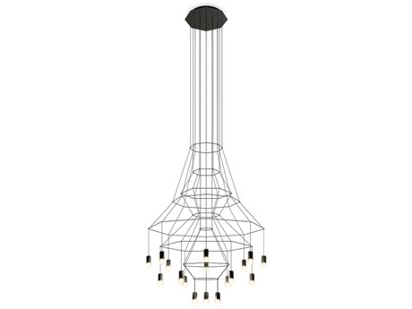 Vibia Wireflow 20-Light Black Geometric Pendant