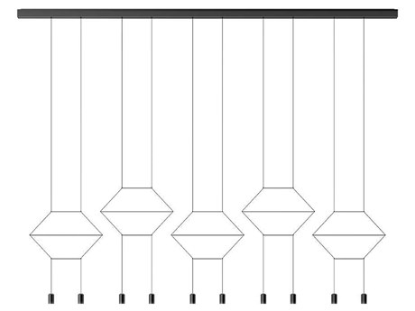 Vibia Wireflow 10-Light Black Geometric Island Pendant