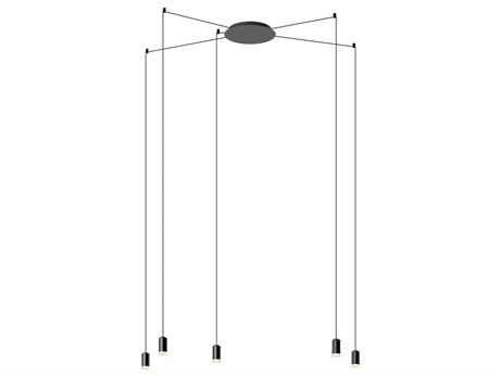 Vibia Wireflow 5-Light Black Cylinder Pendant