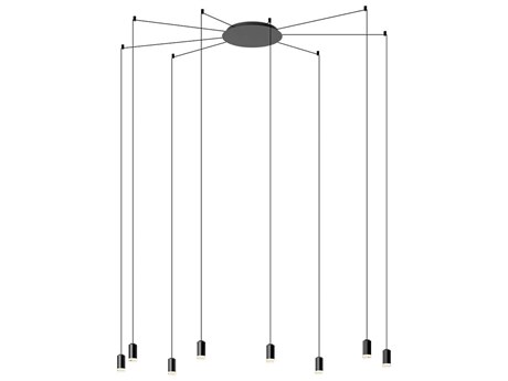 Vibia Wireflow 8-Light Black Cylinder Pendant
