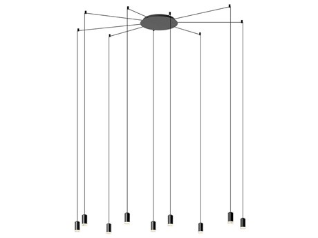 Vibia Wireflow 9-Light Black Cylinder Pendant