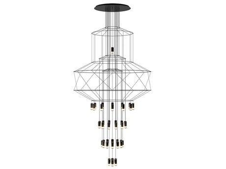 Vibia Wireflow 43-Light Black Geometric Pendant