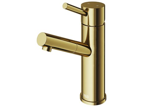 Vigo Noma Matte Brushed Gold Bathroom Faucet with Pop-Up Drain