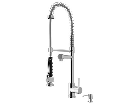 Vigo Zurich Single Handle Pull-Down Sprayer Kitchen Faucet with Soap Dispenser