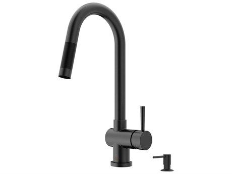 Vigo Gramercy Single Handle Pull-Down Spout Kitchen Faucet with Soap Dispenser