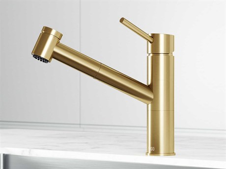 Vigo Branson Matte Brushed Gold Single Handle Pull-Out Sprayer Kitchen Faucet