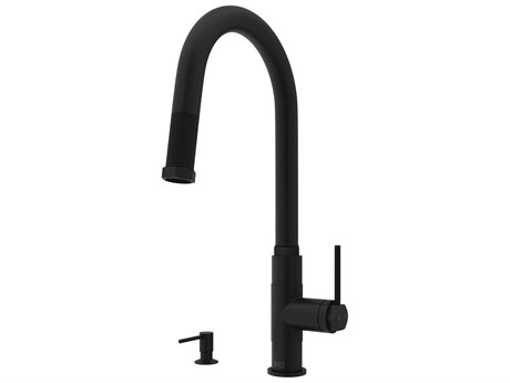 Vigo Hart Arched Single Handle Pull-Down Spout Kitchen Faucet with Soap Dispenser