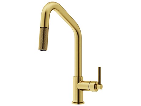 Vigo Utopia Matte Brushed Gold Single Handle Pull-Down Sprayer Kitchen Faucet