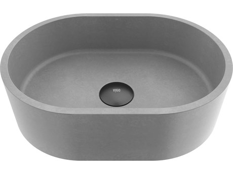 Vigo Giralda Gothic Gray Concreto Stone Oval Vessel Bathroom Sink