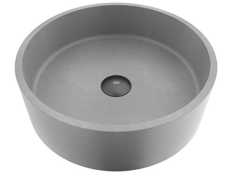 Vigo Palermo Gothic Gray Concreto Stone Round Vessel Bathroom Sink