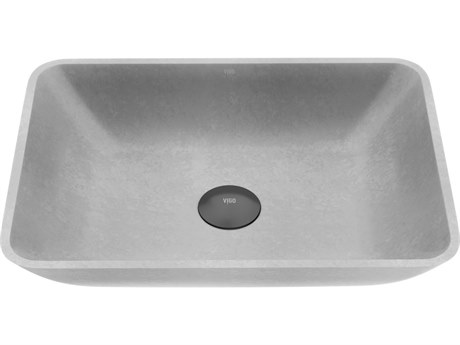 Vigo Duomo Gothic Gray Concreto Stone Rectangular Vessel Bathroom Sink