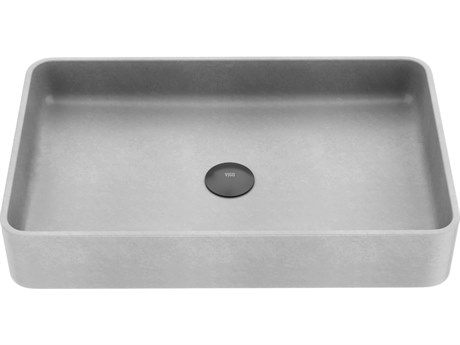 Vigo Basilica Gothic Gray Concreto Stone Rectangular Vessel Bathroom Sink