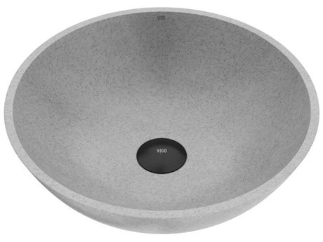 Vigo Ravenna Gothic Gray Concreto Stone Round Vessel Bathroom Sink