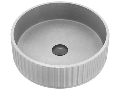 Vigo Windsor Concreto Stone Round Fluted Bathroom Vessel Sink