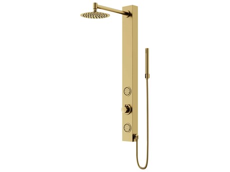 Vigo Gardenia Matte Brushed Gold 2-Jet Shower Panel System with Round Head and Hand Shower Wand