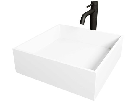 Vigo Montauk Square Vessel Bathroom Sink with Lexington Faucet and Drain