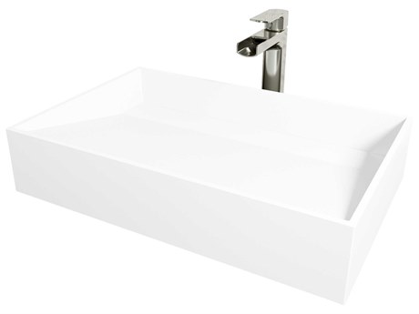 Vigo Starr Rectangular Vessel Bathroom Sink with Amada Faucet and Drain