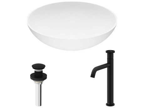 Vigo Lotus Round Vessel Bathroom Sink with Cass Faucet and Pop-Up Drain