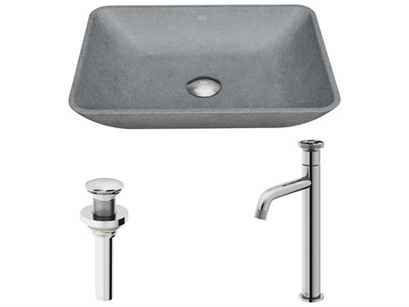 Vigo Dunn Rectangular Bathroom Sink with Vessel Faucet