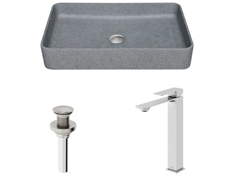 Vigo Dunn Rectangular Vessel Bathroom Sink and Faucet