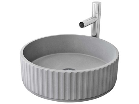 Vigo Windsor Round Fluted Bathroom Vessel Sink with Ashford Vessel Faucet and Pop-Up Drain