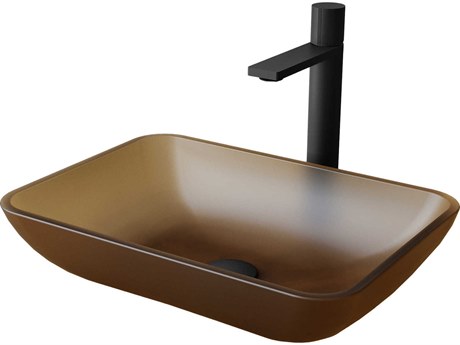 Vigo Sottile Rectangular Bathroom Vessel Sink with Gotham Faucet and Pop-Up Drain