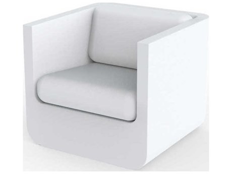 Vondom Outdoor Ulm White Matte Resin Cushion Lounge Chair