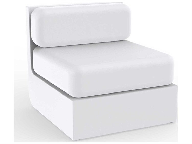Vondom Outdoor Ulm White Matte Resin Cushion Modular Armless Chair