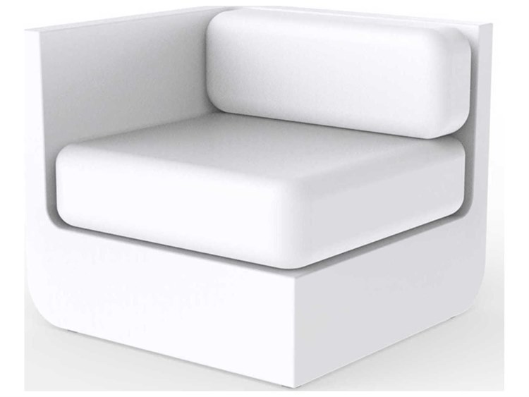 Vondom Outdoor Ulm White Matte Resin Cushion Right Lounge Chair