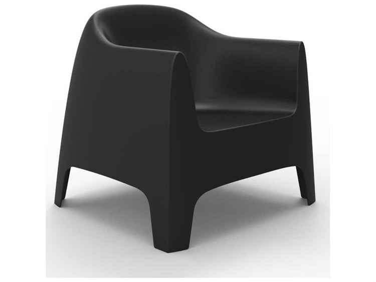 Vondom Outdoor Solid Black Matte Resin Lounge Chair Set of 2
