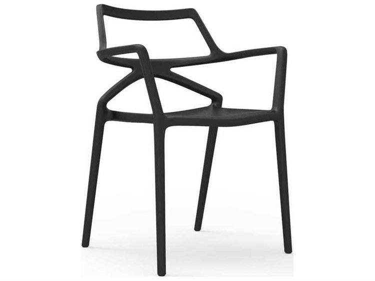 Vondom Outdoor Delta Black Matte Resin Dining Chair Set of 4