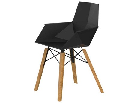 Vondom Faz Wood Beech Black Arm Dining Chair Set of 4