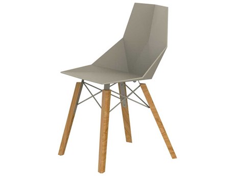 Vondom Faz Wood Beech Beige Side Dining Chair Set of 4