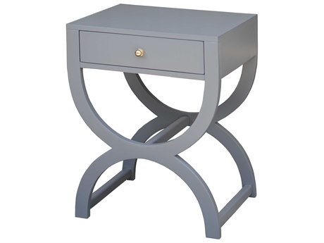 Worlds Away Rectangular Wood Grey Lacquer End Table