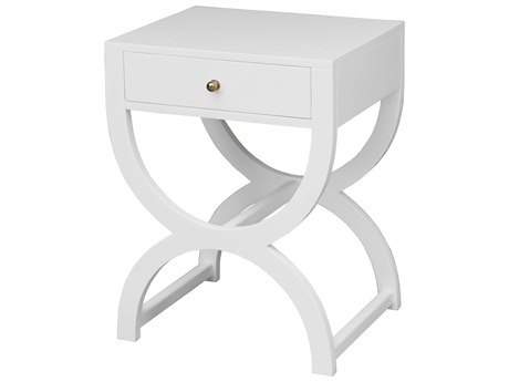 Worlds Away Rectangular Wood White Lacquer End Table