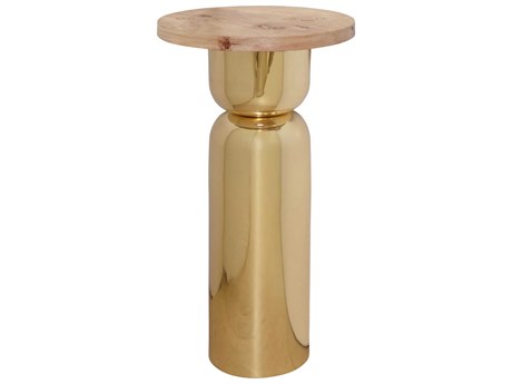 Worlds Away Round Wood End Table