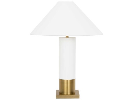 Worlds Away Glossy White Lacquer Brass Buffet Lamp