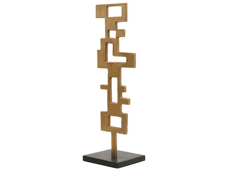 Worlds Away Brutalist Black Marble / Metal Sculpture