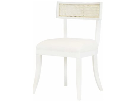Worlds Away Oak Wood White Upholstered Side Dining Chair