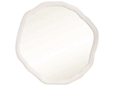 Worlds Away Matte White Round Wall Mirror