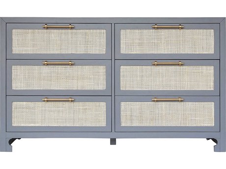 Worlds Away 6-Drawers Gray Hardwood Double Dresser