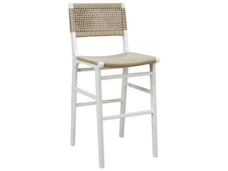 Worlds Away Hardwood Matte White Lacquer Bar Stool
