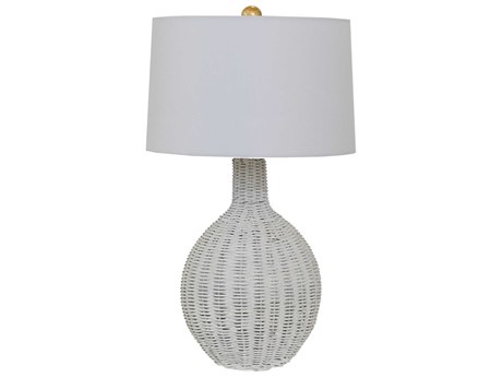 Worlds Away White Linen Buffet Lamp