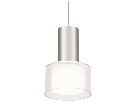 WAC Lighting Twist-N-Lite 1-Light Brushed Nickel White Drum Mini Pendant