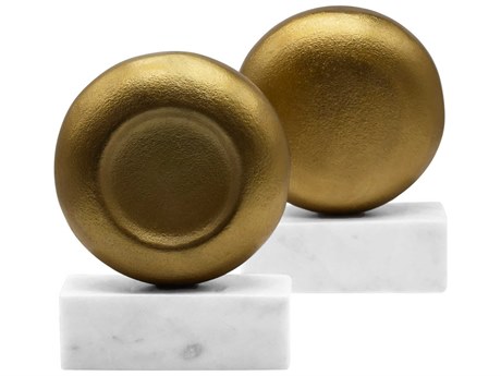 Worlds Away Textured Brass White Bookend