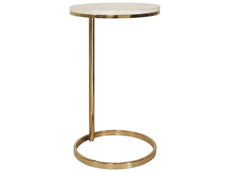 Worlds Away Round Marble Brass White Cigar Table